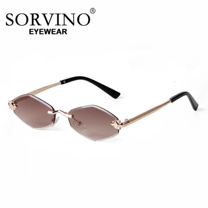 Lunettes de soleil en losange polygonales sans monture pour femmes