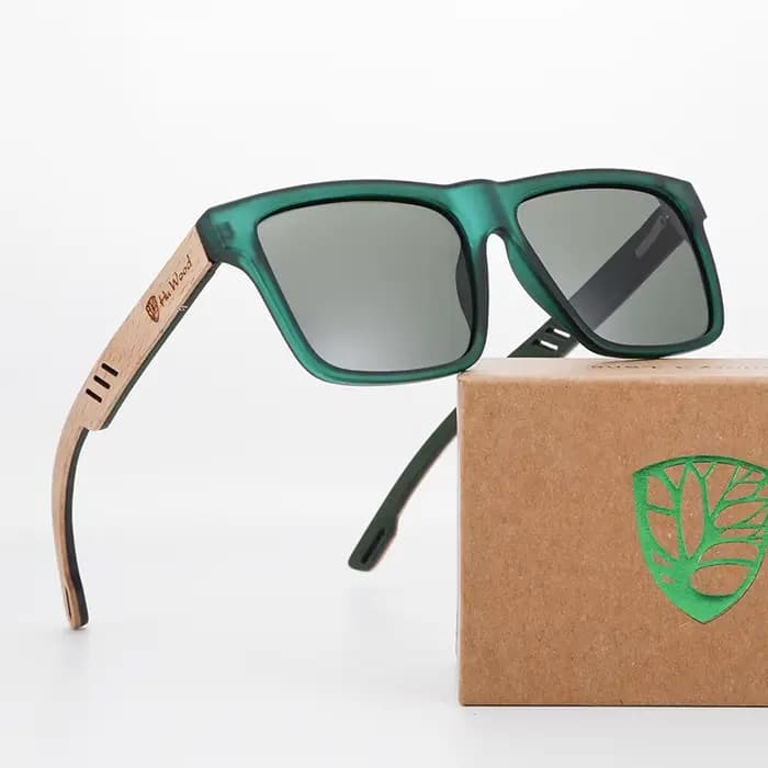 HU WOOD nouvelles lunettes de soleil carrées de haute qualité pour hommes polarisées UV400 mode