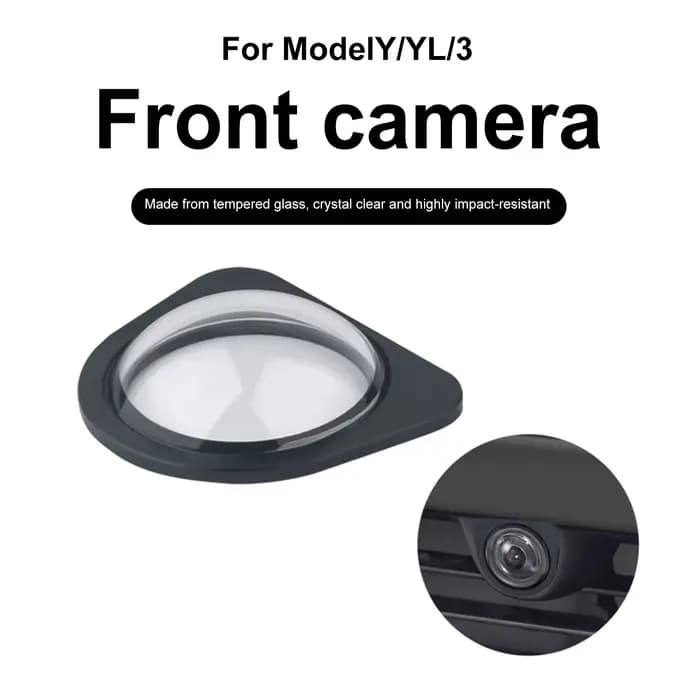 Protection d'objectif de caméra avant en verre trempé 9H pour Tesla Model 3 Highland 2026 et Model Y 2025+HW4 – Housse de protection anti-pluie