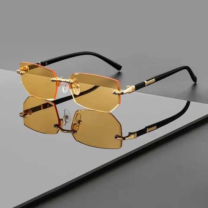 Lunettes carrées sans monture tendance et personnalisées pour hommes et femmes