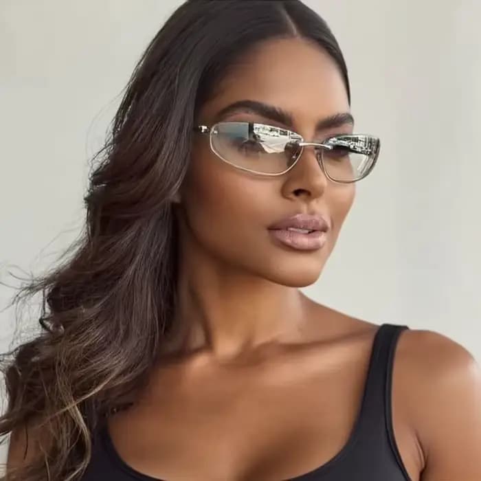 Lunettes de soleil femme 2025 ovales sans monture Y2K de luxe