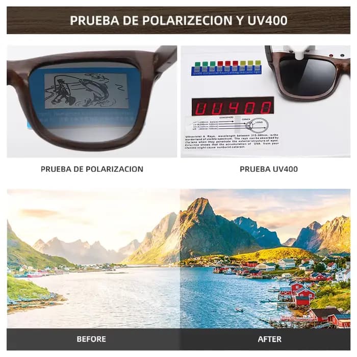 GM lunettes de soleil en bois de bambou naturel