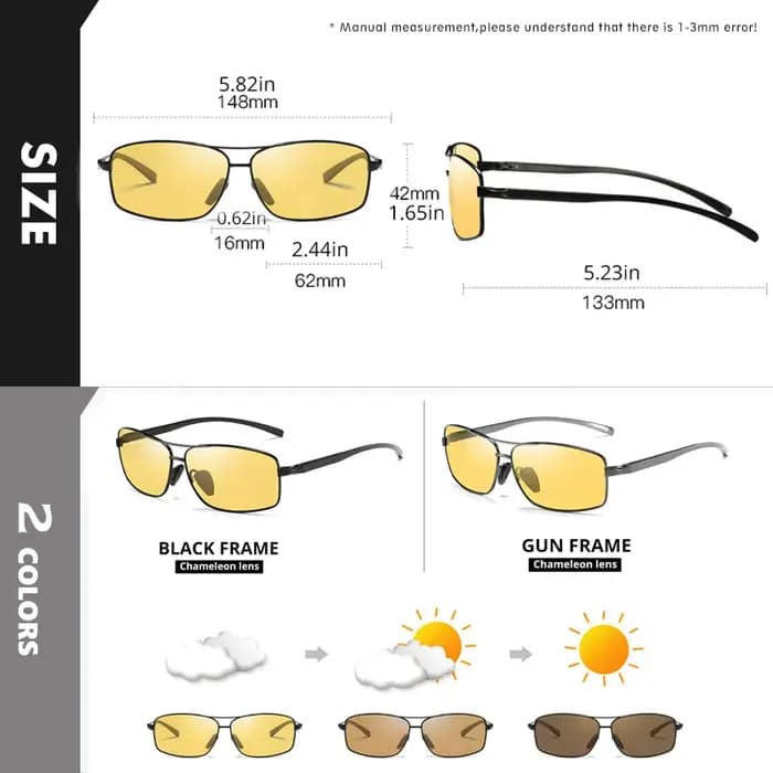 LIvissed MO-Lunettes de soleil polarisées photochromiques pour homme et femme