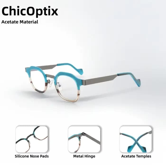 Lunettes d'art à la mode en acétate avec cadre rond en métal