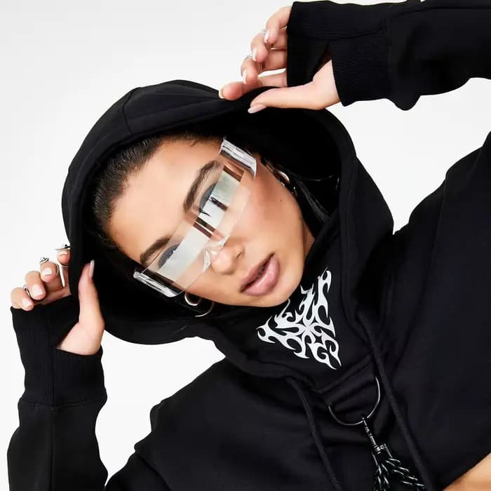 Futuriste visière étroite femmes lunettes de soleil Laser