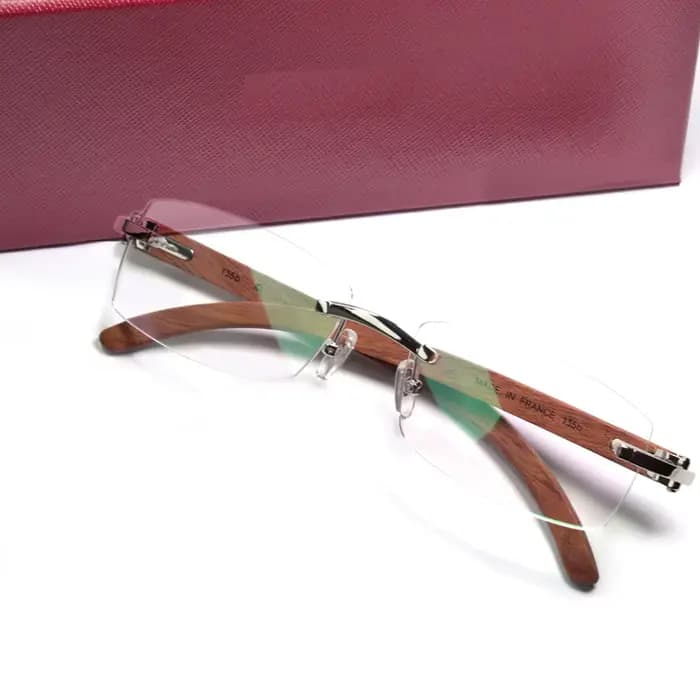 Monture de lunettes sans monture en bois pour hommes