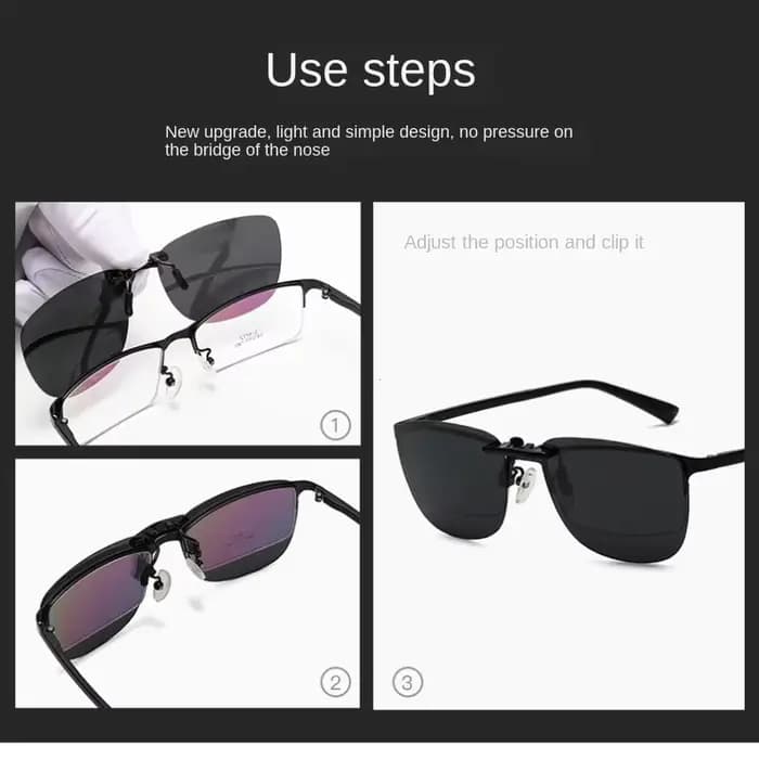 Lunettes de soleil carrées à clipser pour femmes et hommes