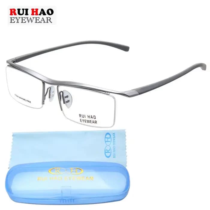 Monture de lunettes en titane pur pour hommes, avec Temple TR90 classique Business, myopie, demi-monture optique sans bords