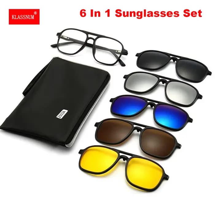 Ensemble de lunettes de soleil 6 en 1 à Clip magnétique pour homme et femme