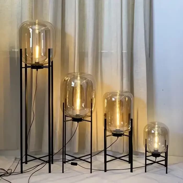 Lampadaire sur pied boule de verre Oda Pulpo, lampe sur pied pour chambre, bureau, salon, lecture, villa, bulle, gris fumé