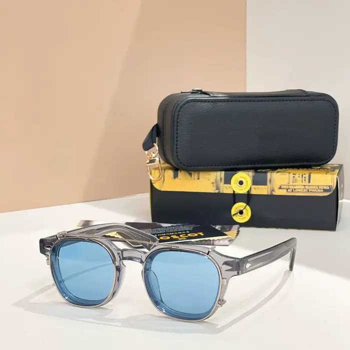 Lunettes de soleil à clipser 2-en-1 en acétate vintage DOLT 46 mm pour hommes et femmes