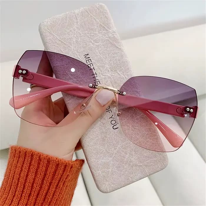Lunettes de soleil vintage sans monture pour femmes