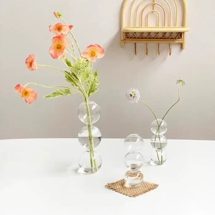 Vase en verre romantique artisanal, pot à fleurs hydroponique créatif simple, vase à fleurs sphérique moderne et amusant, salle à manger