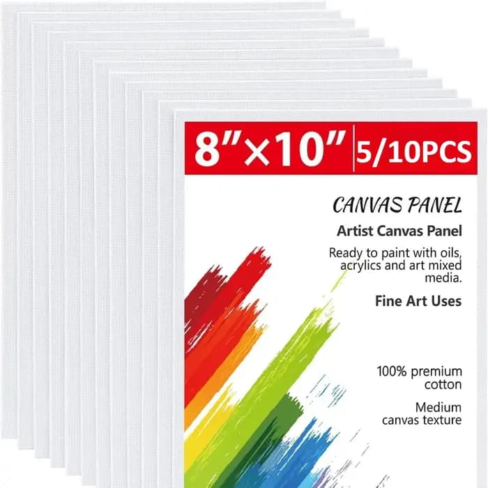 5/10 panneaux de toile pour peinture, 8x10 pouces, panneaux de toile vierges plats apprêtés au gesso pour peinture acrylique, à l'huile et à l'aquarelle