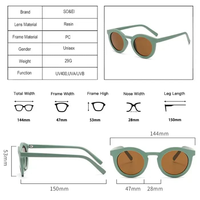 SO & EI rétro classique rond lunettes de soleil femmes mode tendance gelée couleur nuances UV400 Vintage hommes gris thé