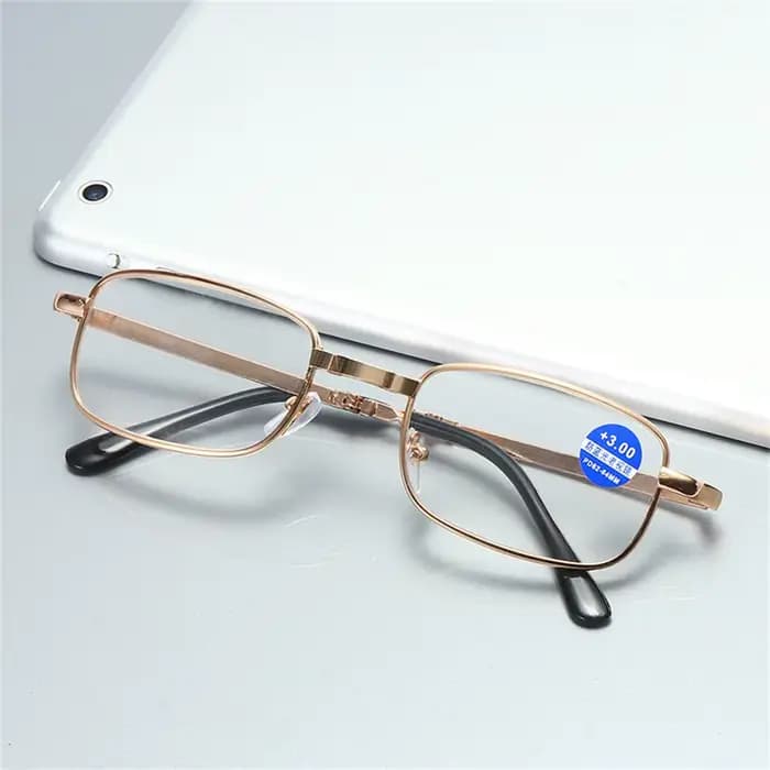 Lunettes de lecture pliantes en métal rétro pour hommes avec étui