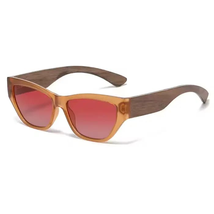 Lunettes de soleil PC à la mode avec pieds en bois pour hommes et femmes