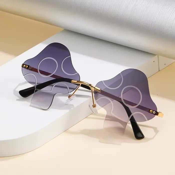 Lunettes de soleil sans monture en forme de champignon