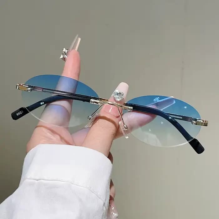 KAMMPT sans monture ovale lunettes de soleil hommes mode dégradé décor nuances femmes 2025 nouveau