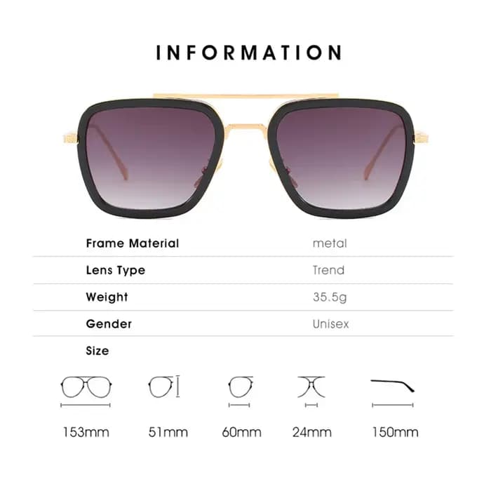 Lunettes de soleil carrées de luxe pour hommes et femmes