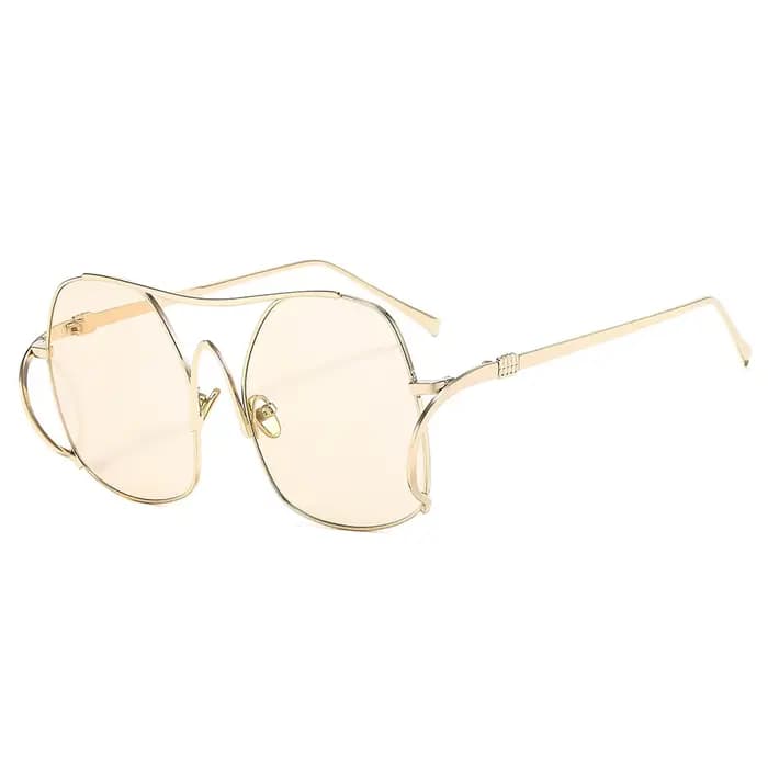 Nouvelle mode de luxe dégradé ovale femmes lunettes de soleil 2025 personnalité Double faisceau cadre conception