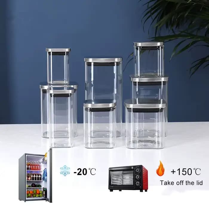 bocaux en verre alimentaire Bocaux en verre scellés avec couvercle pour le stockage du café,bocal en verre ave boîte carrée pour bonbons, Biscuits, Pot de cuisine, bocal Mason, récipient pour aliments