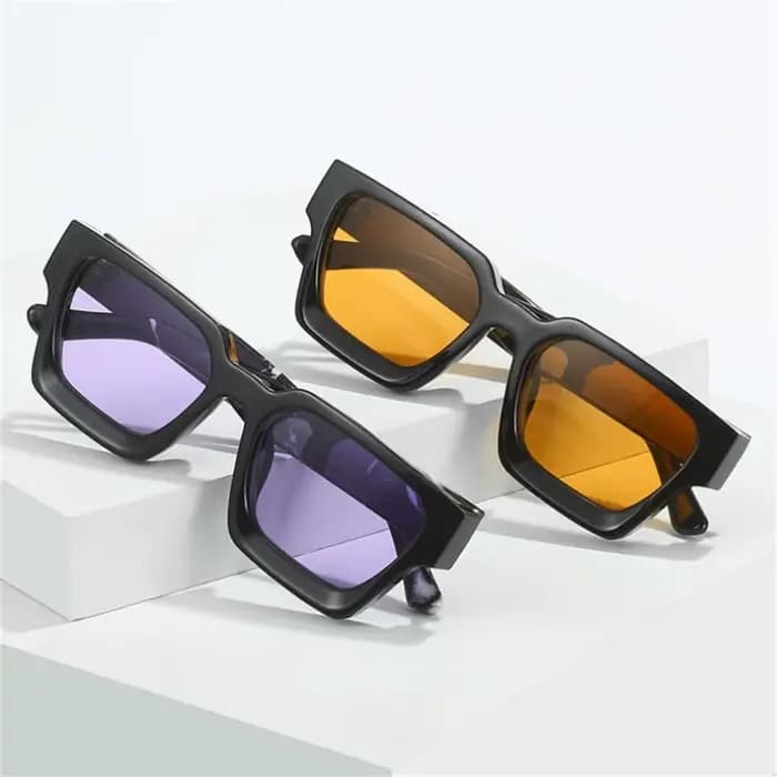 Lunettes de soleil carrées rétro Orange pour femmes et hommes