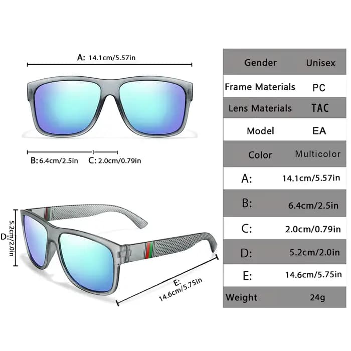 Lunettes de soleil polarisées carrées pour hommes