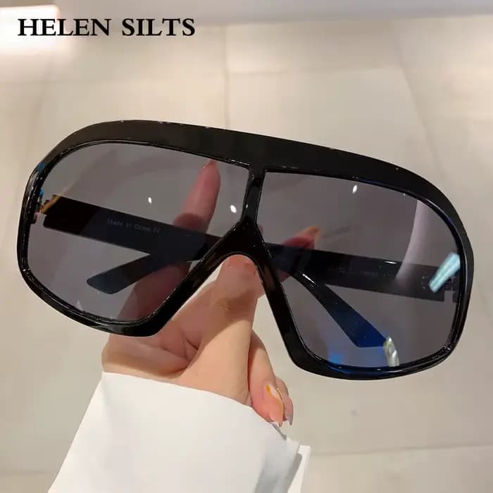 Vintage surdimensionné une pièce lunettes de soleil rondes pour femmes hommes marque concepteur mode