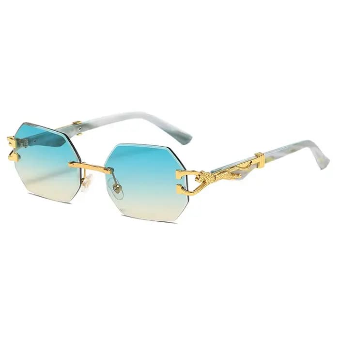 Hexagone sans monture lunettes de soleil carré femmes rétro hommes