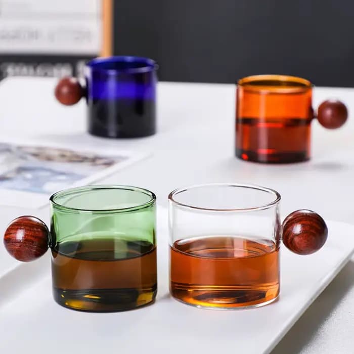 Tasse en verre transparent avec poignée, tasse à thé, café latte, vin, lait, expresso, cappuccino, boisson