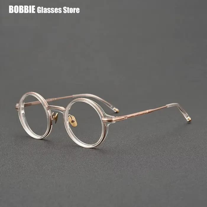 Monture de lunettes en titane et acétate fabriquée à la main au Japon, montures de lunettes rondes vintage, lunettes de vue pour hommes et femmes, mode 2024, design créatif