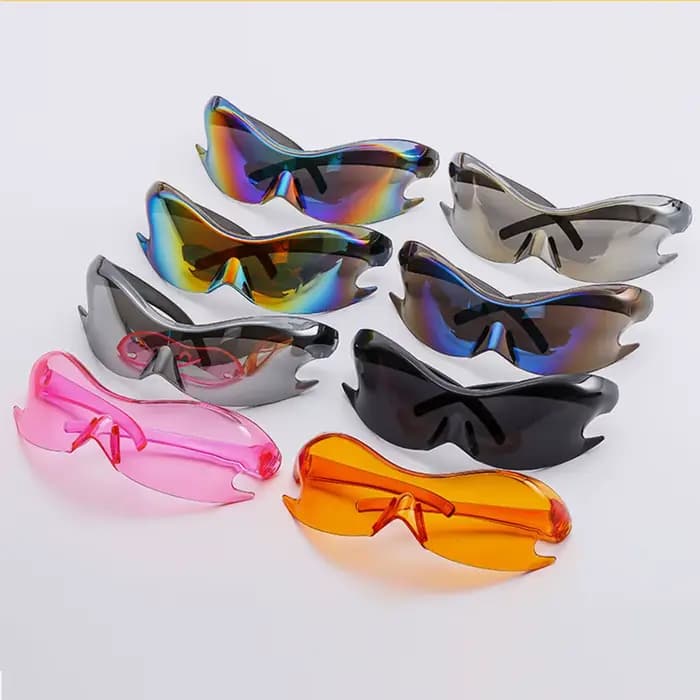 2025 lunettes de soleil futuristes Y2k pour hommes femmes marque une pièce miroir