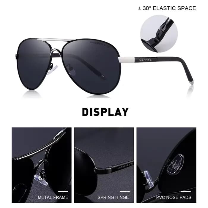 MERRYS – lunettes de soleil aviateur classiques pour hommes