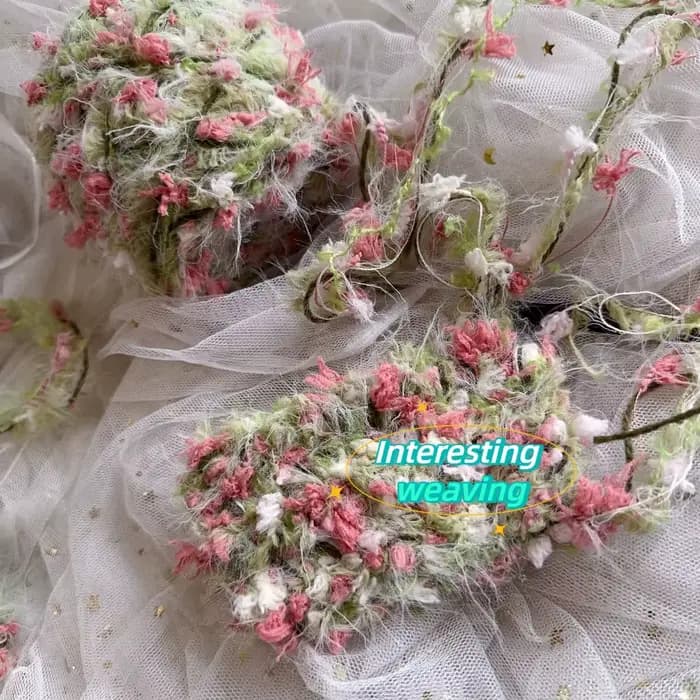 Fil à tricoter et à tisser vert style pastoral 100g, mélange artisanal fait main, pelote de laine DIY