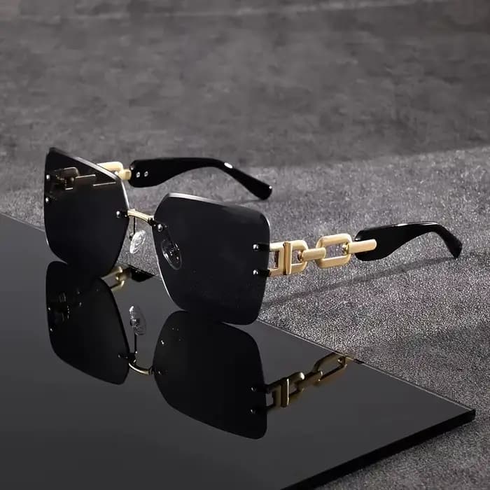 Lunettes de soleil de luxe surdimensionnées sans monture pour femme