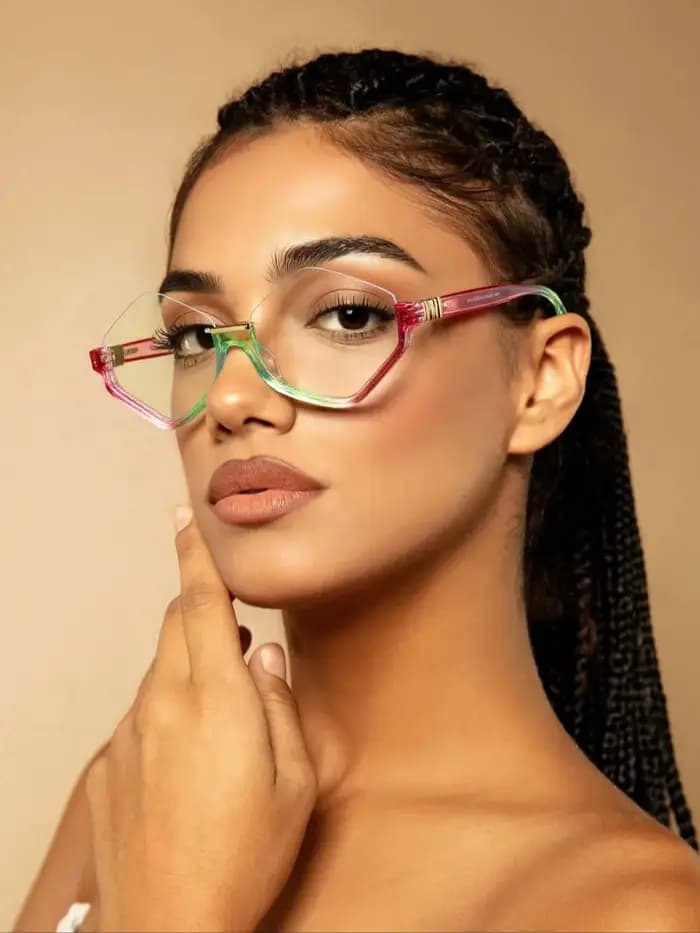 Lunettes unies unisexes de luxe légères et tendance – Cadre semi-monté irrégulier élégant avec un design dégradé célèbre sur Internet