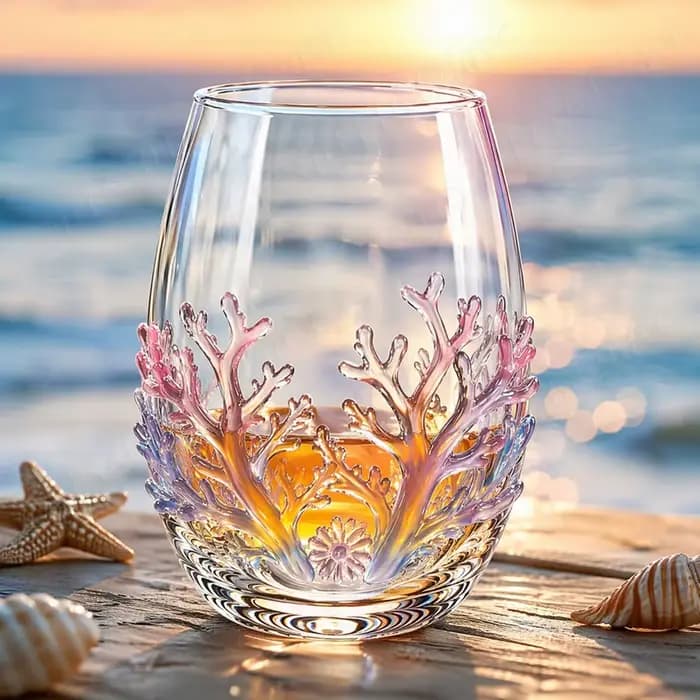 Verres à vin sans pied 3D artistiques, décoration d'intérieur, verres de bar artisanaux à thème animal marin, verres à boire originaux pour les amateurs de la mer et de l'océan