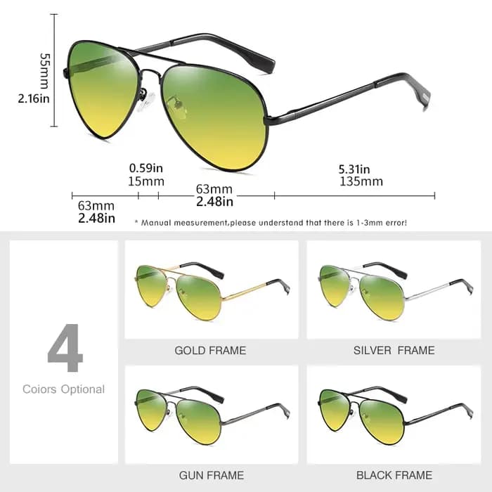 Top marque pilote lunettes de soleil photochromiques hommes polarisées jour nuit conduite