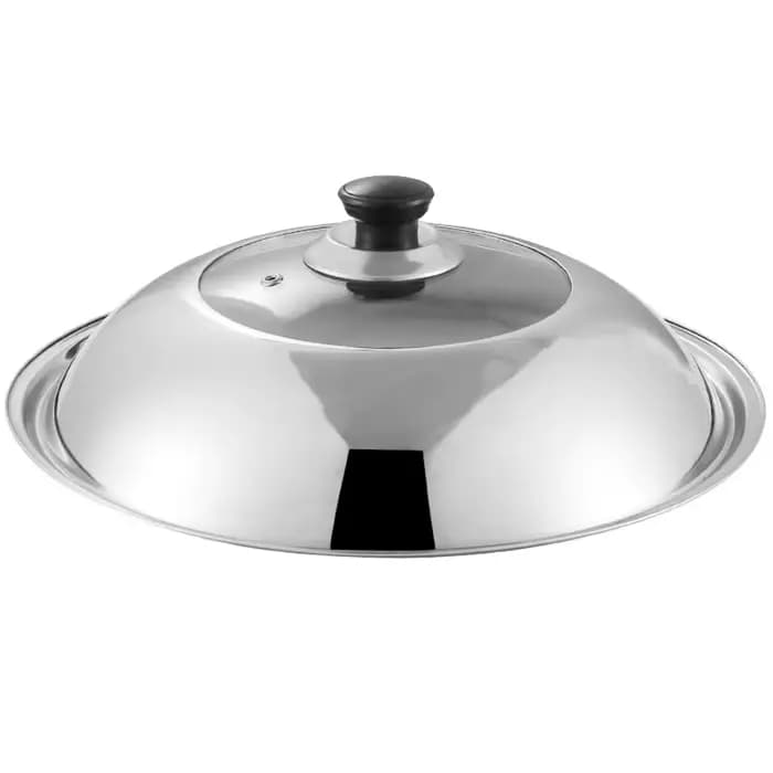Couvercle visible en verre antidéflagrant, couvercle en acier inoxydable non magnétique de qualité alimentaire, poêle à frire, grand couvercle à fond plat 30CM-40CM.