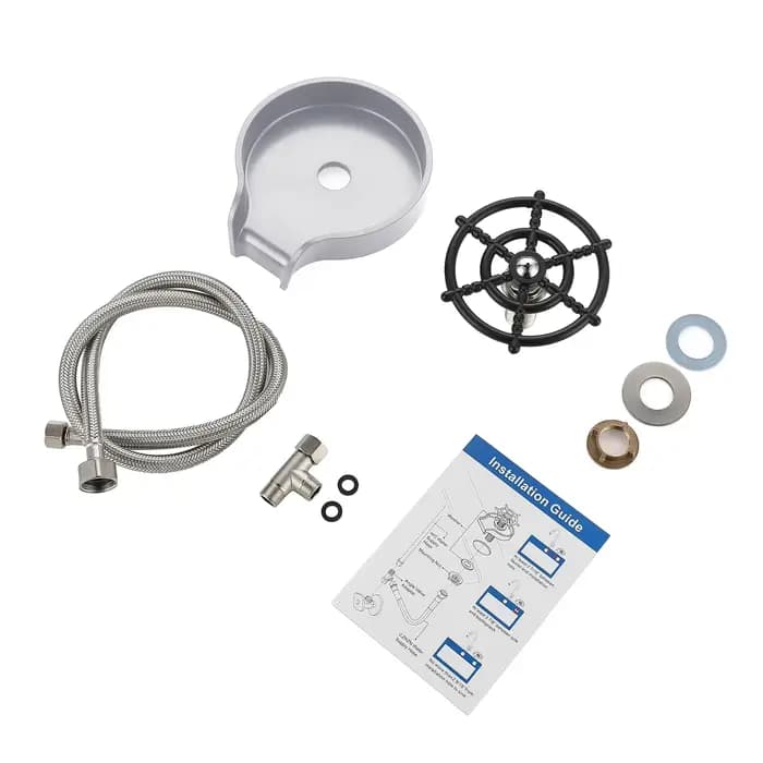 Rinse-verres pour évier de cuisine, lave-bouteilles et tasses, à fixer sur l'évier, rinse-verres de bar, accessoires pour évier de cuisine, tube d'eau souple
