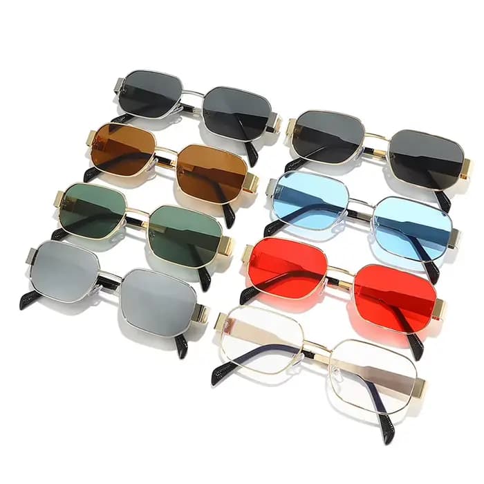 Buc& EI-Lunettes de soleil rétro à monture carrée en métal pour hommes et femmes