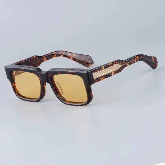 JMM The gentlemens Star Hemmings Style lunettes de soleil carrées en acétate avec métal doré argent classique Vintage