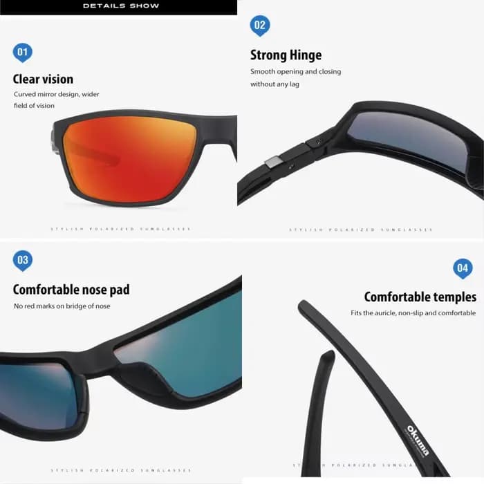 Lunettes polarisées haute définition Okuma UV400 anti-lumière diffusée