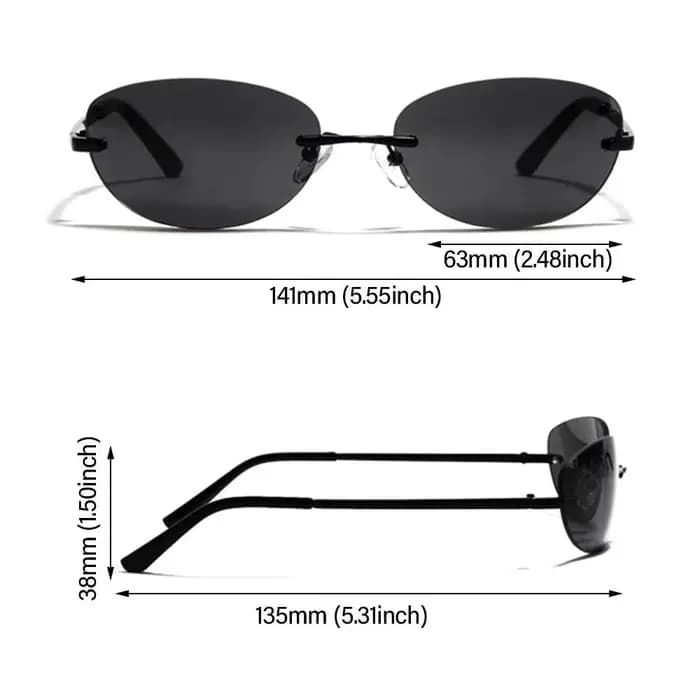 Y2K-Lunettes de soleil sans bords pour femmes et hommes