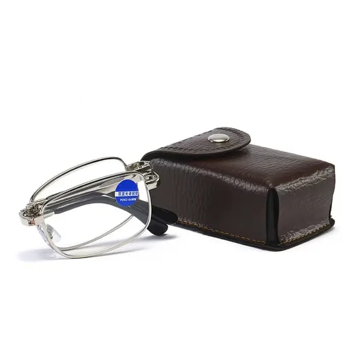 Lunettes de lecture pliantes en métal rétro pour hommes avec étui