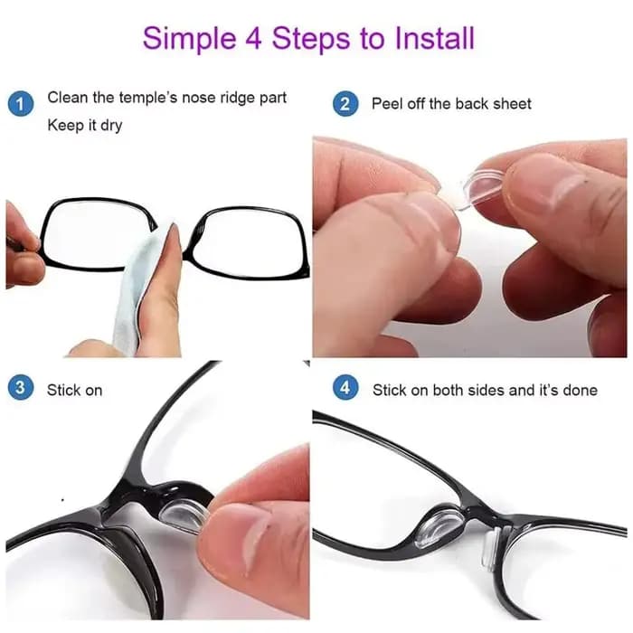 20 paire/ensemble D forme bâton sur Supports nasaux Invisible anti-dérapant lunettes plaquettes nasales accessoires
