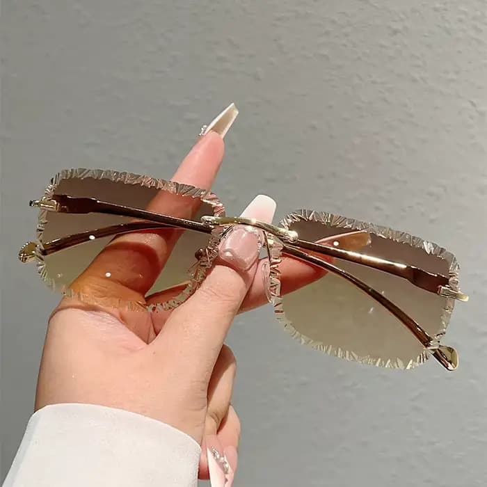 Lunettes de soleil carrées sans monture pour hommes