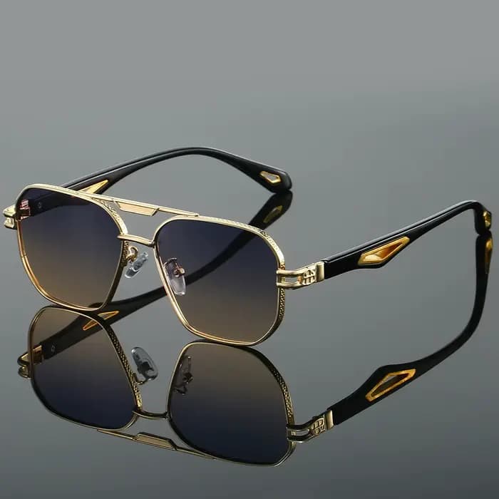 KAMMPT Vintage carré lunettes de soleil hommes nouveau classique Double pont dégradé nuances à la mode rétro marque