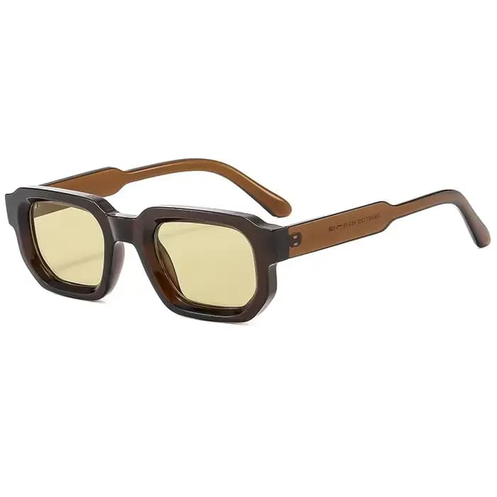 LAURINNY tendance rétro carré femmes lunettes de soleil marque Design clair gris cadre jaune lentille
